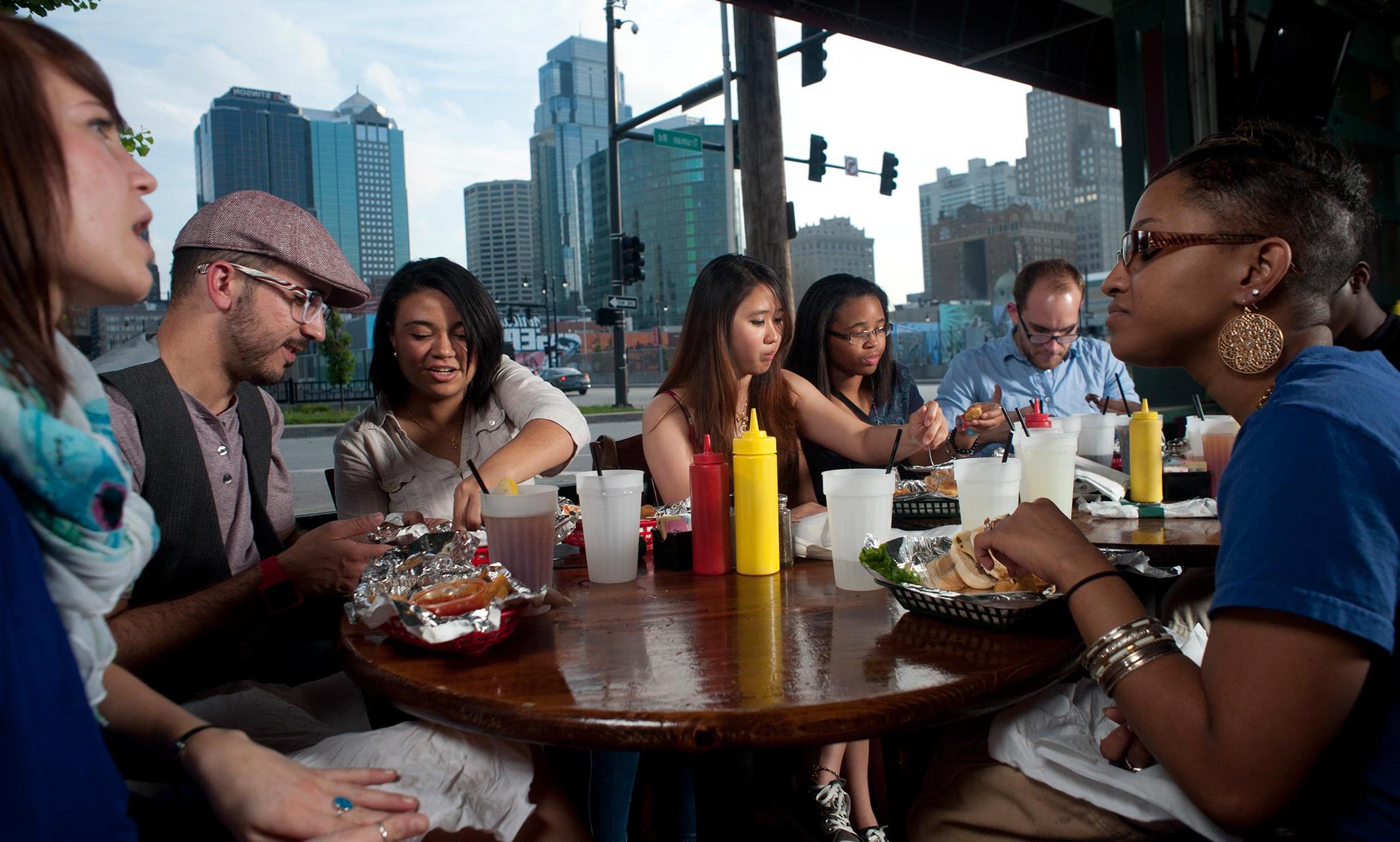 Group of diners at table